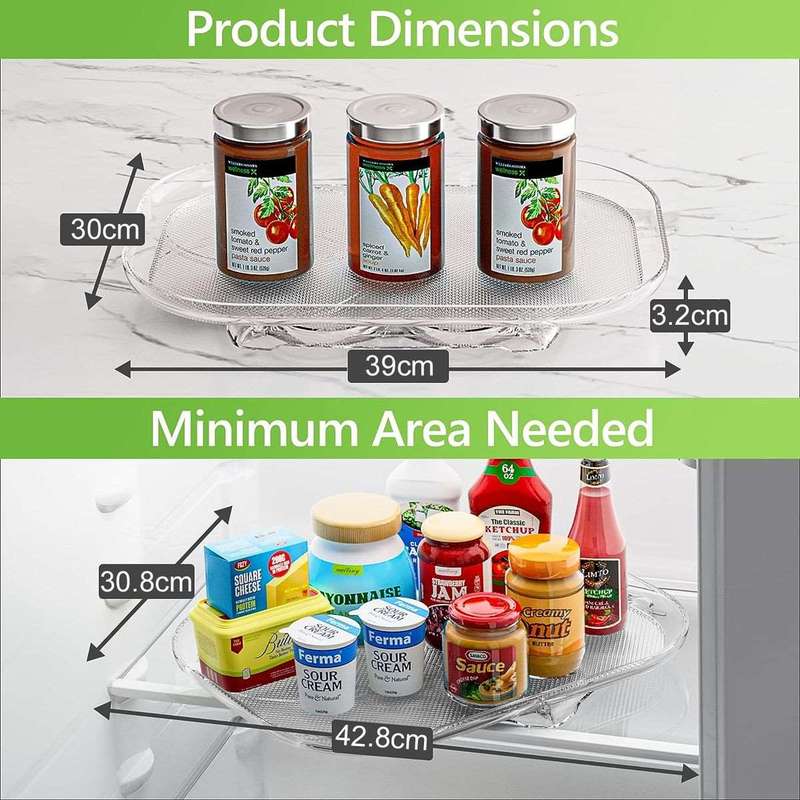 Clear Lazy Susan Turntable Organizer For Fridge Refrigerator -Rectangular