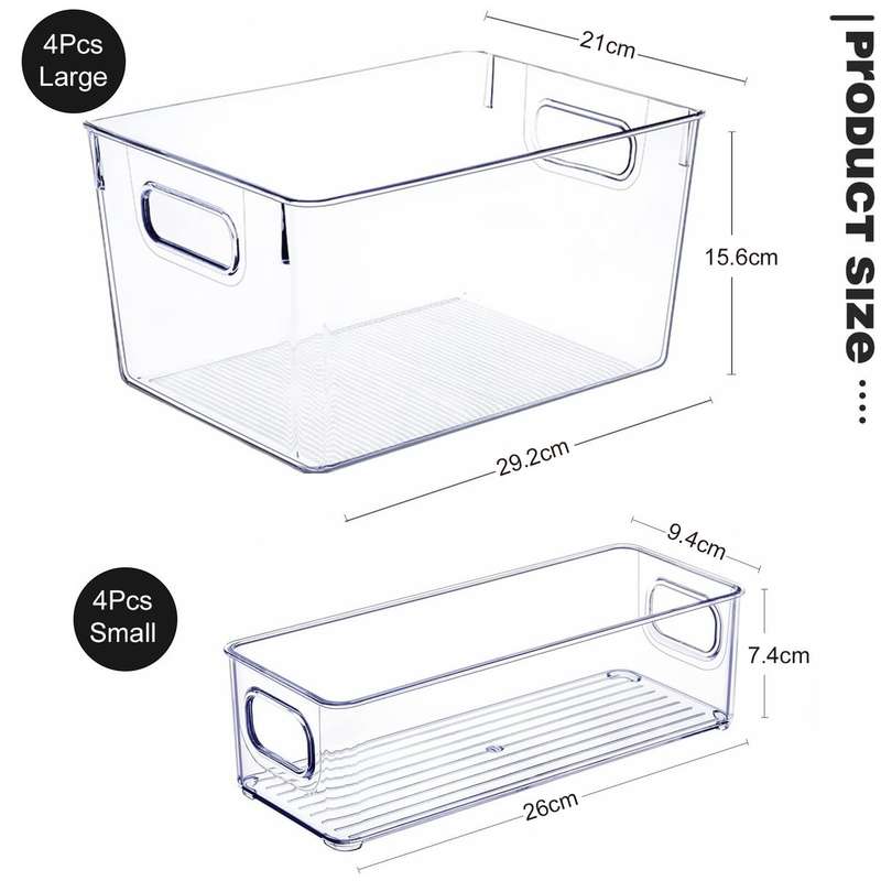 8 Pack Clear Plastic Storage Bins Containers Organisers For Pantry Cabinet
