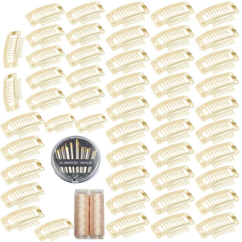 50 Pack Hair Extension Wig Clips 9 Teeth Metal Steel Clipper