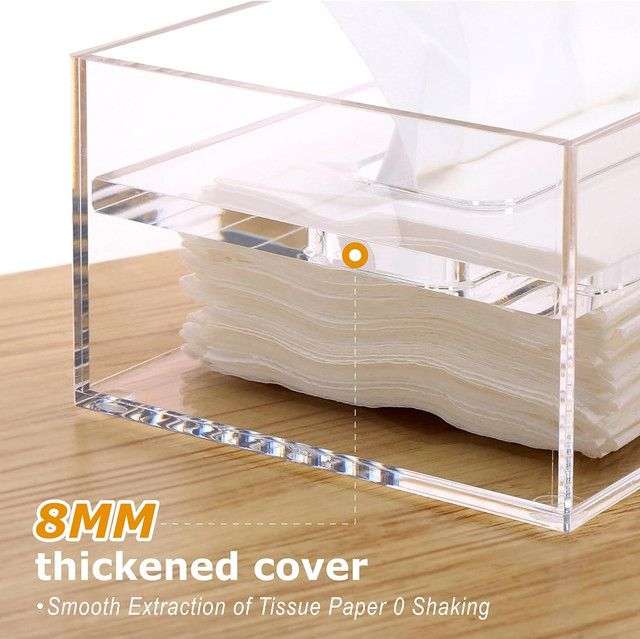 2 Pack Perspex Clear Acrylic Tissue Box Set with 100 Tissue Papers