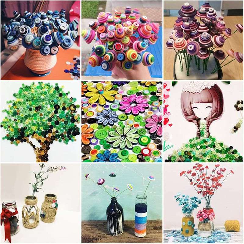 2400 Piece Round Resin Buttons Mixed Color Assorted Sizes For Crafts Sewing
