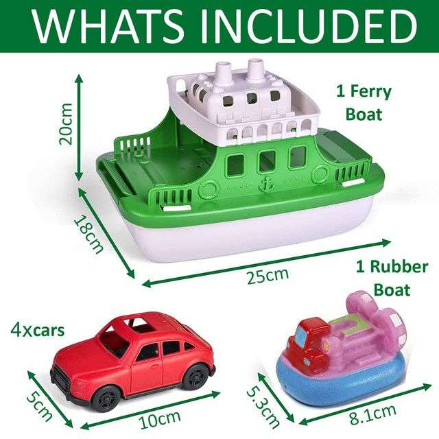 6 Piece Ferry Boat Bath Toys for Toddlers with Mini Cars & Boat Squirter