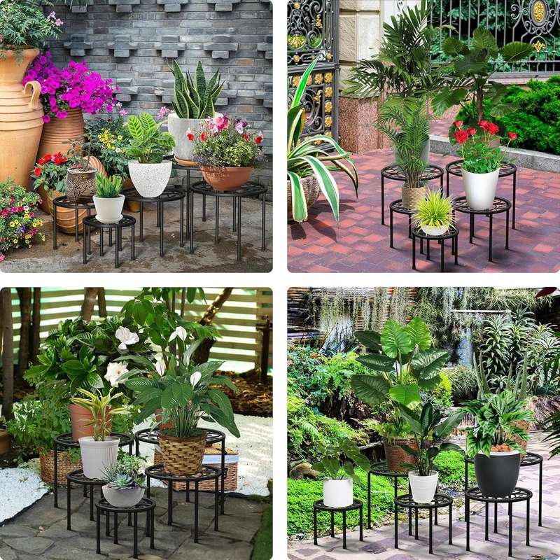 5 Piece Metal Plant Stands For Indoor Outdoor Flower Pot Diasplay-5 Size|