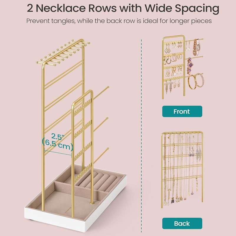 Jewelry Holder Organiser Stand For Necklace Bracelet Earring Studs Display-