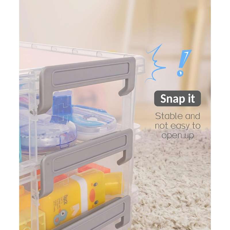 6 Pack Clear Large Pencil Box Multipurpose Craft Storage Organiser With Lid-