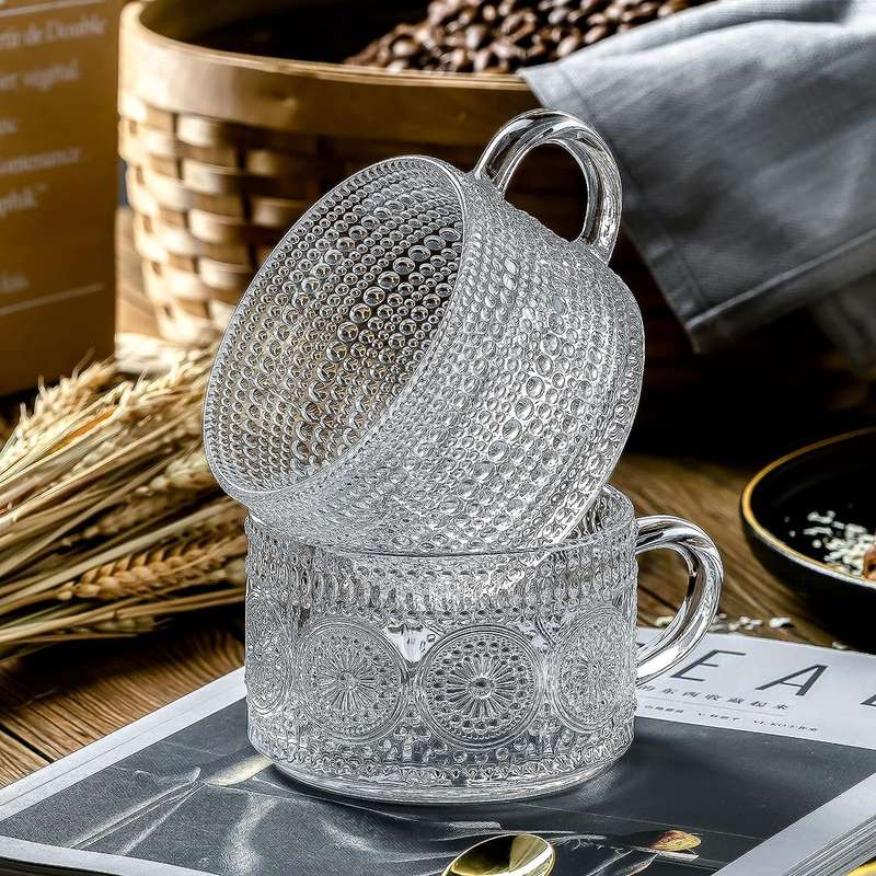 2 Pack Vintage Glass Coffee Mugs Overnight Oats Container Gift Set