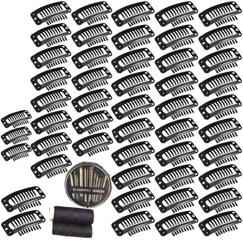 50 Pack Hair Extension Wig Clips 9 Teeth Metal Steel Clipper
