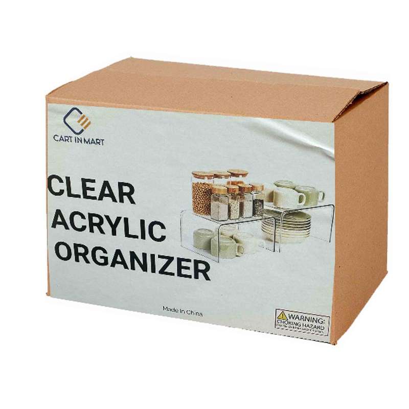 2 Pack Clear Cabinet Spice Organiser Shelf For Kitchen Countertop Desk