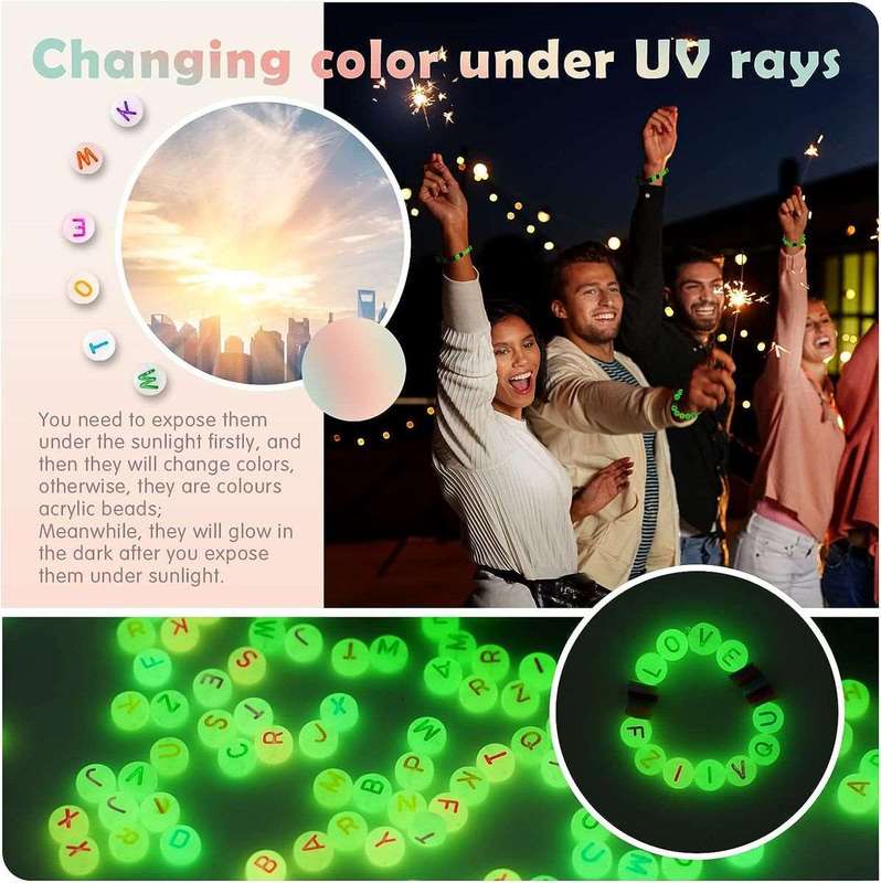 1488 Piece Bracelet Jewelry Making Kit With Glow In Dark Letter Beads