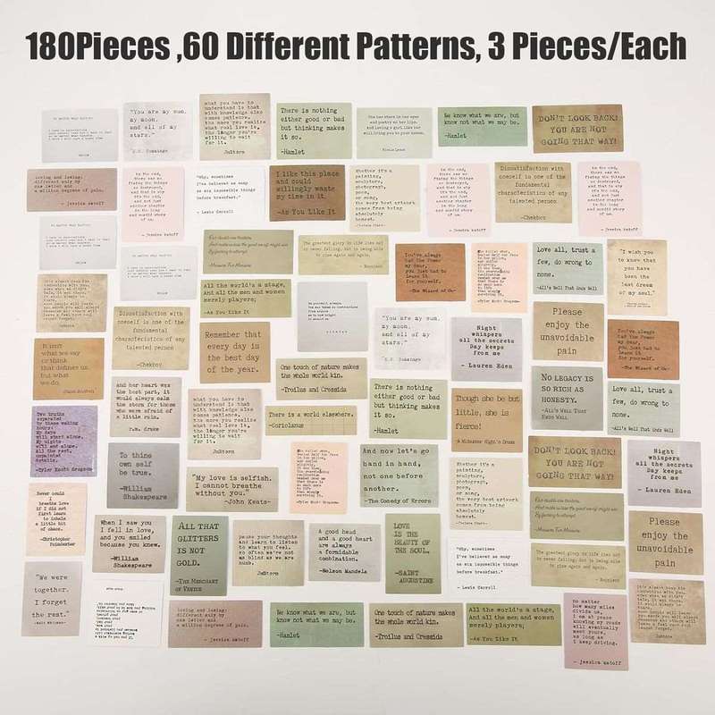 180 Piece Vintage Retro Style Motivational Quote Scrapbook Stickers-3 Each