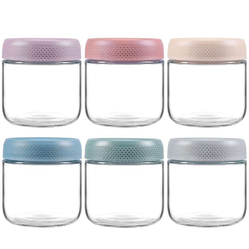 6-Pack 300ml Glass jars with Airtight Lids Overnight Oats Container Mason|
