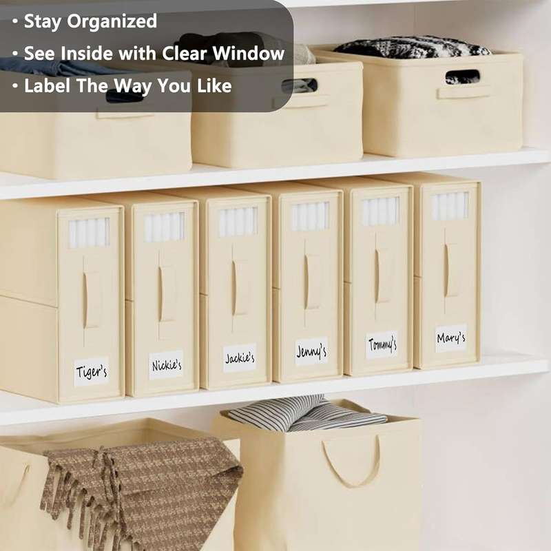 Bed Sheet Organisers & Storage For Linen Closet Foldable - 6 Pack - Beige (XL)|