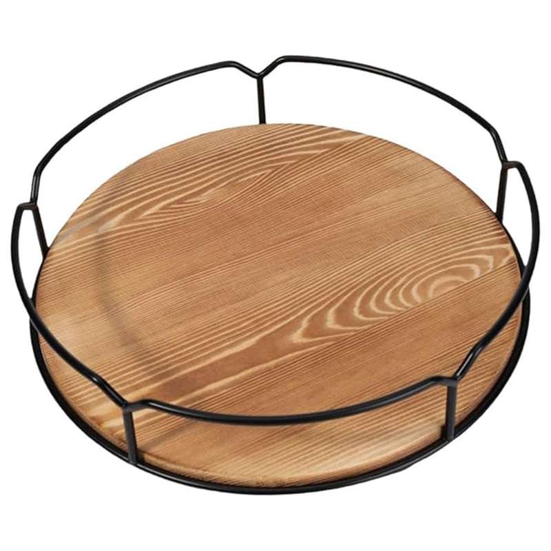 Lazy Susan Turntable Organiser For Cabinet-Farmhouse Walnut Wood -25cm