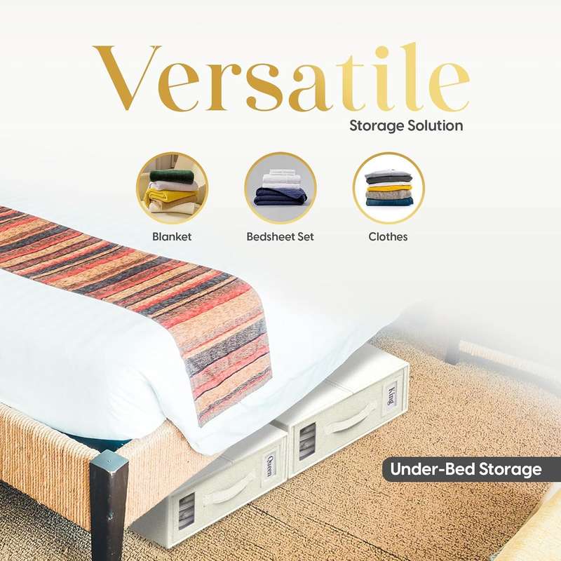 Bed Sheet Organisers & Storage For Linen Closet Foldable - 6 Pack - Beige (XL)|