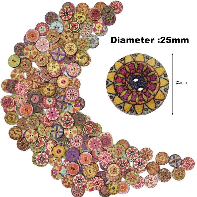 200 Pack Wooden Sewing Buttons Coconut Shell & Measuring Tape
