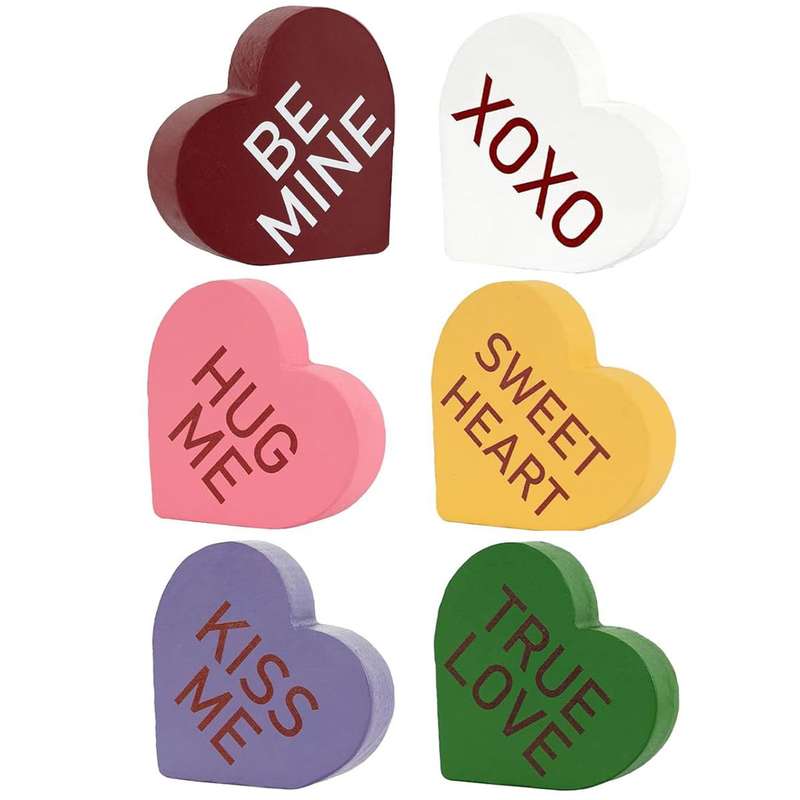 Wooden Heart Shape Center pieces Decoration For Wedding Valentine Day-6 Piece