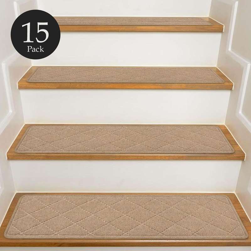 |15 Pack Edging Stair Treads Non-Slip Carpet Mat For Wooden Floor-76x20cm
