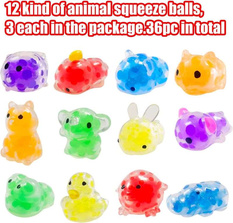 36 Pack Squishies Squeeze Balls With Water Beads Fidget Toys For Kids