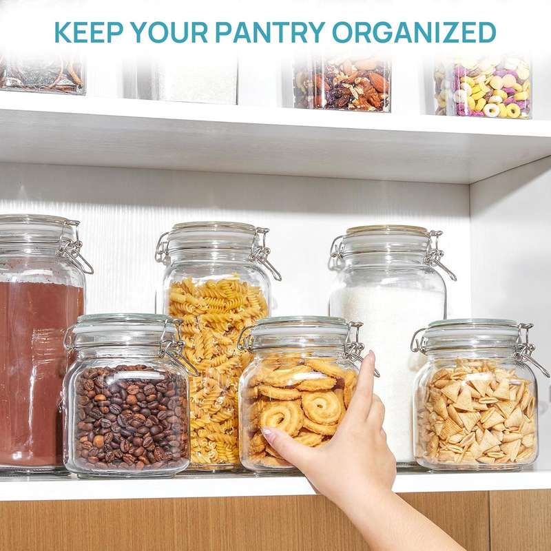 3 Pack Airtight Glass Food Storage Containers Canister With Clip/Lid |