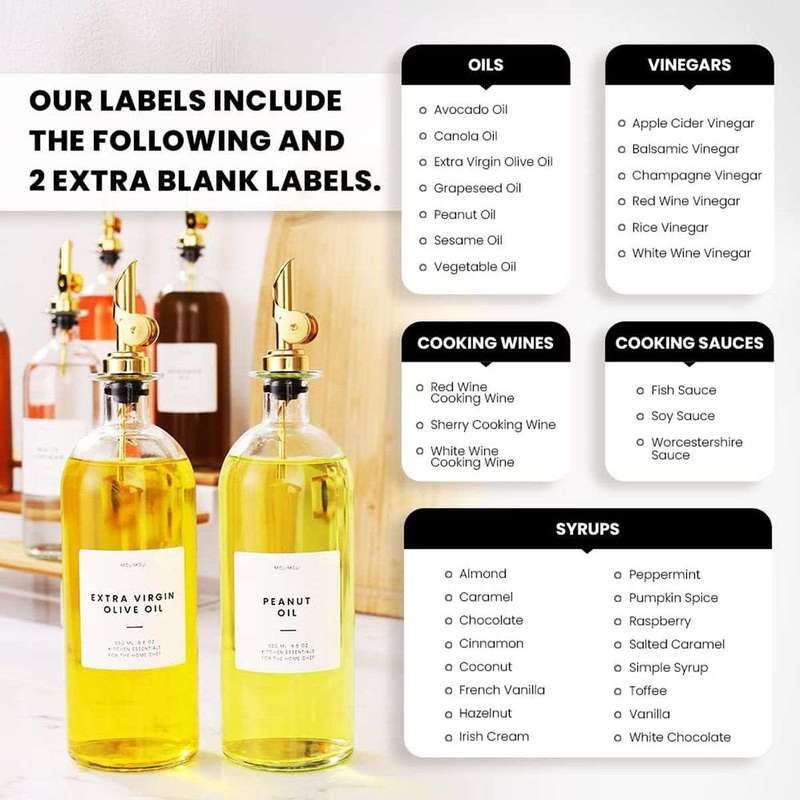 2 Pack Glass Olive Oil and Vinegar Dispenser Coffee Syrup Bottle Set - 500ml