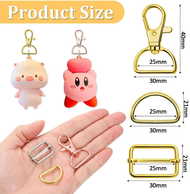 57 Piece Keychain With Swivel Hook D Rings & Side Buckles For Handbag