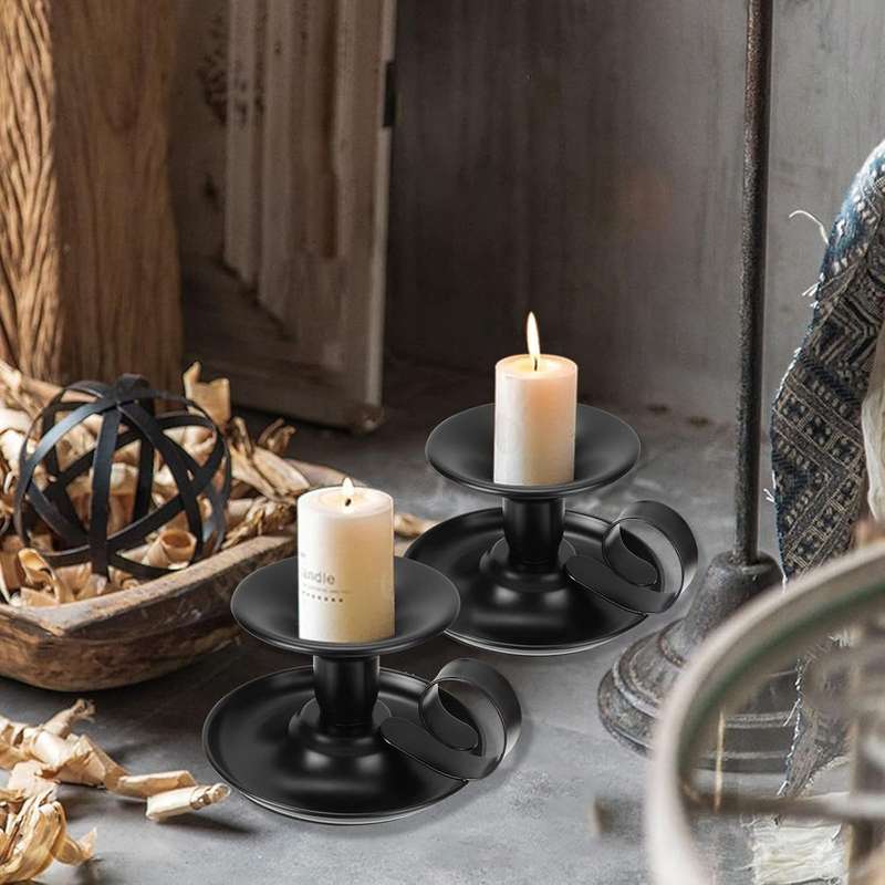 2 Pack Candle Holder Taper Candlestick Stand With Handles Table Decoration-