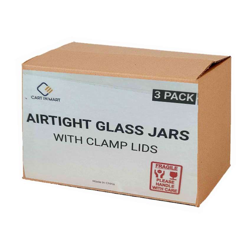 3 Pack Airtight Glass Food Storage Containers Canister With Clip/Lid |