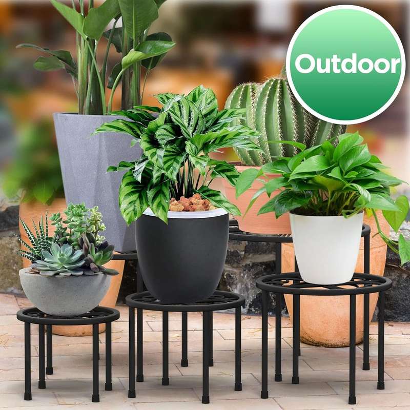 5 Piece Metal Plant Stands For Indoor Outdoor Flower Pot Diasplay-5 Size|