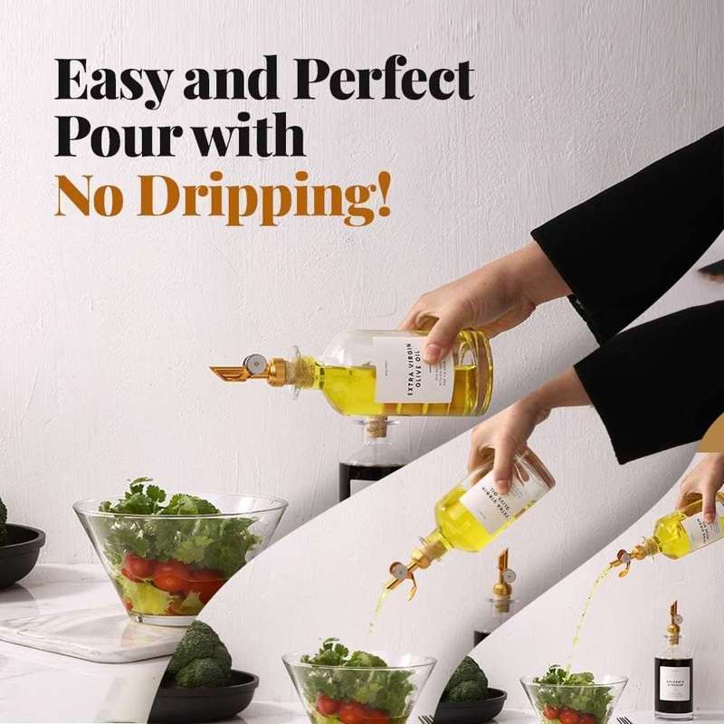4 Pack Glass Olive Oil & Vinegar Dispenser Coffee Syrup Bottle Set -350ml