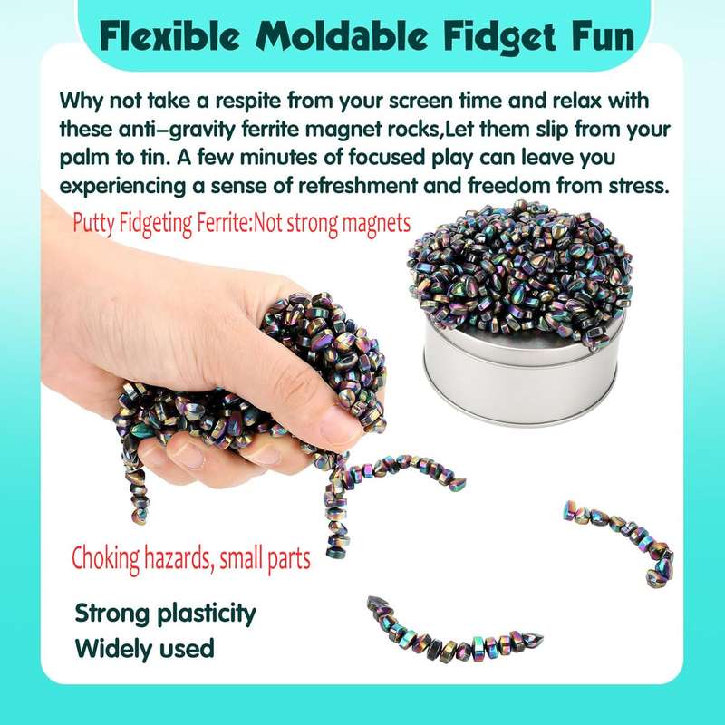 | 500 Piece Ferrite Putty Fidget Toy Stones In Tin