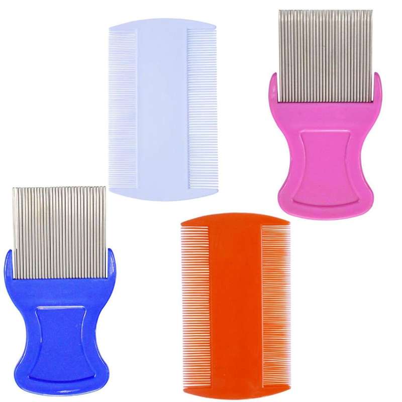 4 Piece Head Dandruff Hair Comb Set-2 With Metal Teeth & 2 Double Sided|