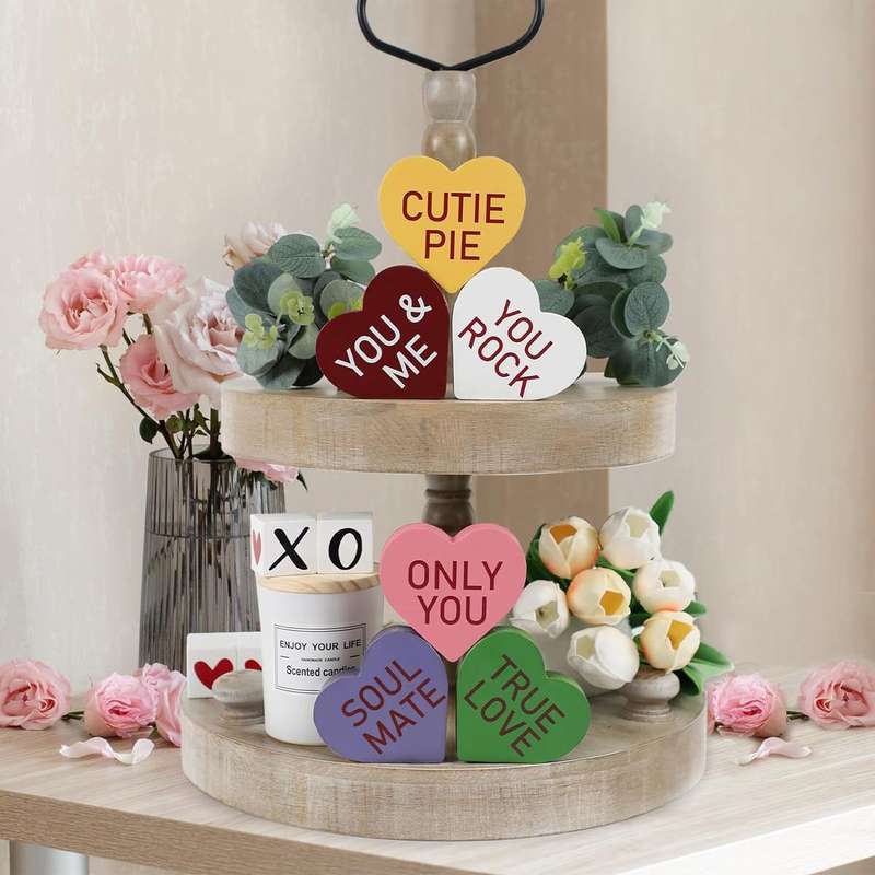 Wooden Heart Shape Center pieces Decoration For Wedding Valentine Day-6 Piece