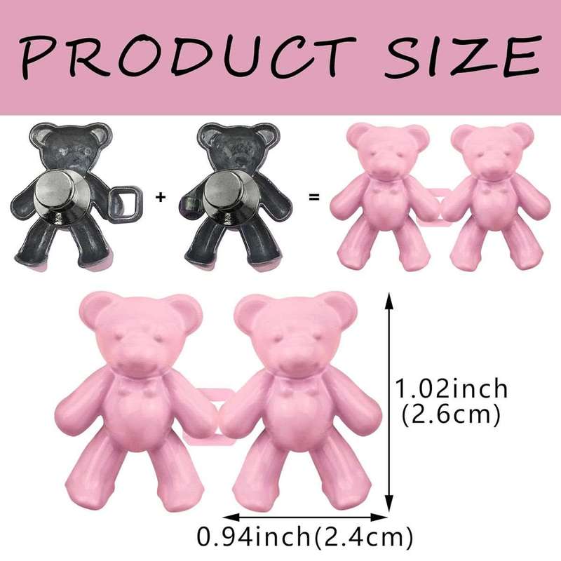 8 Pairs Bear Jeans Pant Waist Tightener Adjustable Buttons Pins Clips