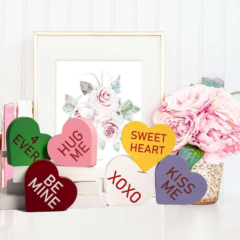 Wooden Heart Shape Center pieces Decoration For Wedding Valentine Day-6 Piece
