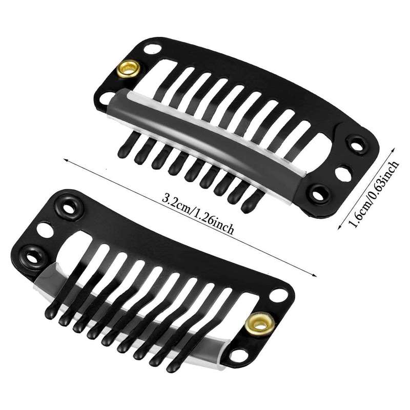 50 Pack Hair Extension Wig Clips 9 Teeth Metal Steel Clipper