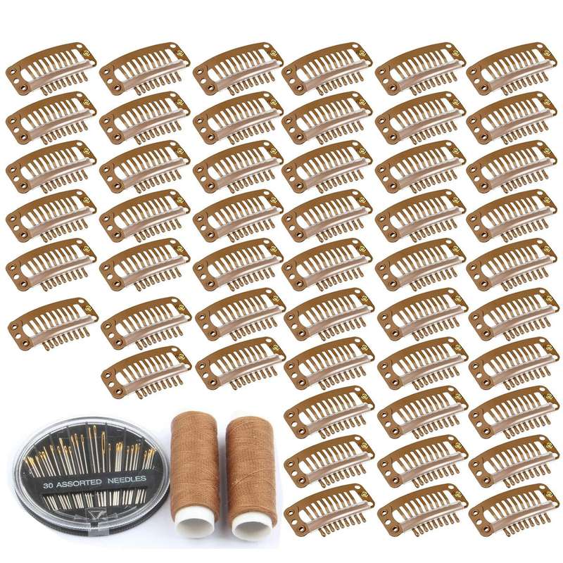 50 Pack Hair Extension Wig Clips 9 Teeth Metal Steel Clipper