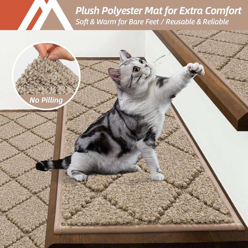 |15 Pack Edging Stair Treads Non-Slip Carpet Mat For Wooden Floor-76x20cm