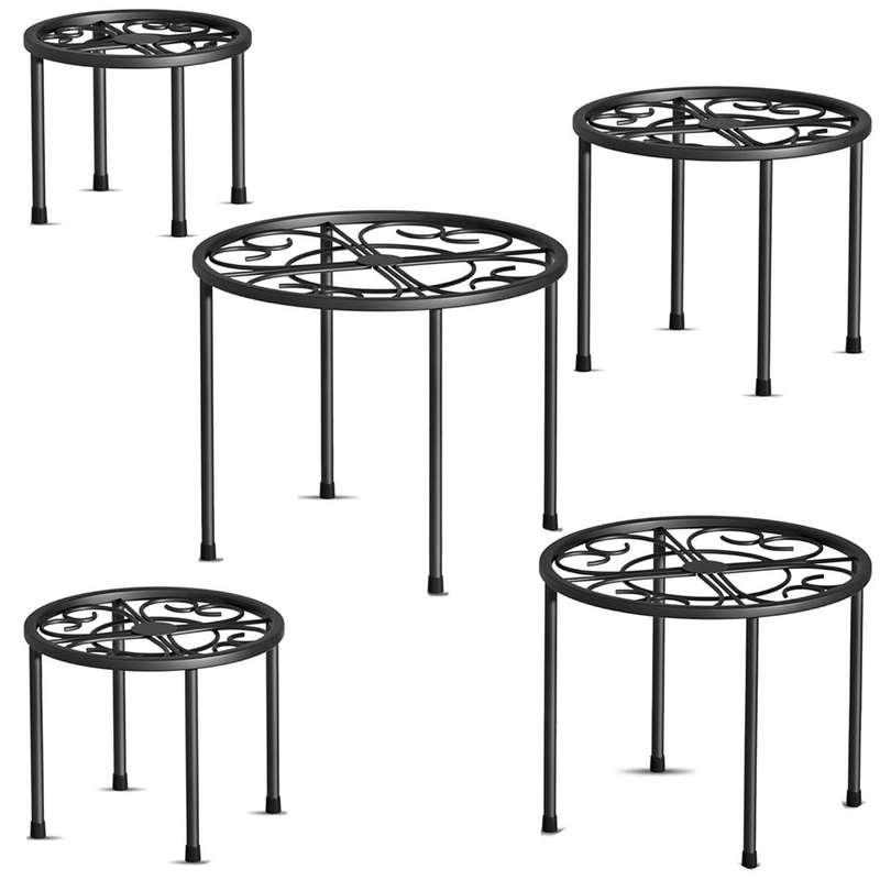 5 Piece Metal Plant Stands For Indoor Outdoor Flower Pot Diasplay-5 Size|