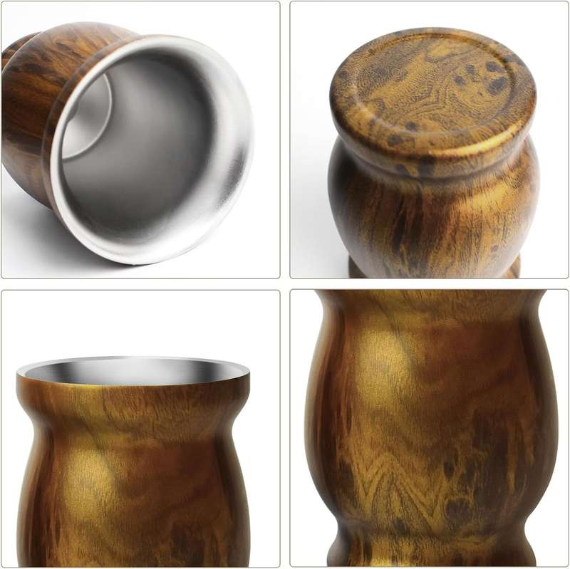 Yerba Mate Cup Set-Double Wall Stainless Steel With 2 Bombilla Brush|