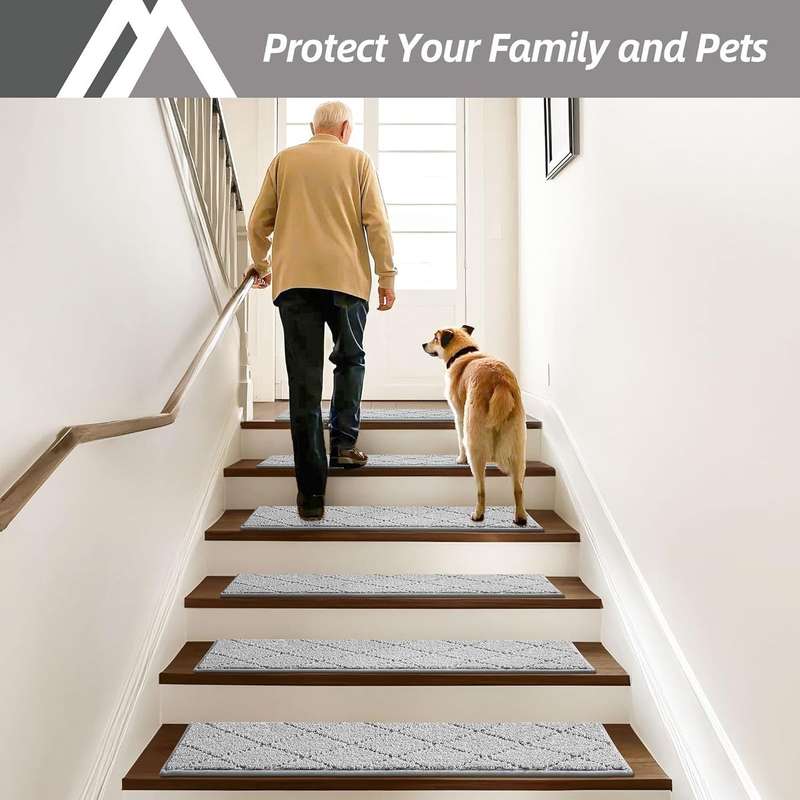 |15 Pack Edging Stair Treads Non-Slip Carpet Mat For Wooden Floor-76x20cm