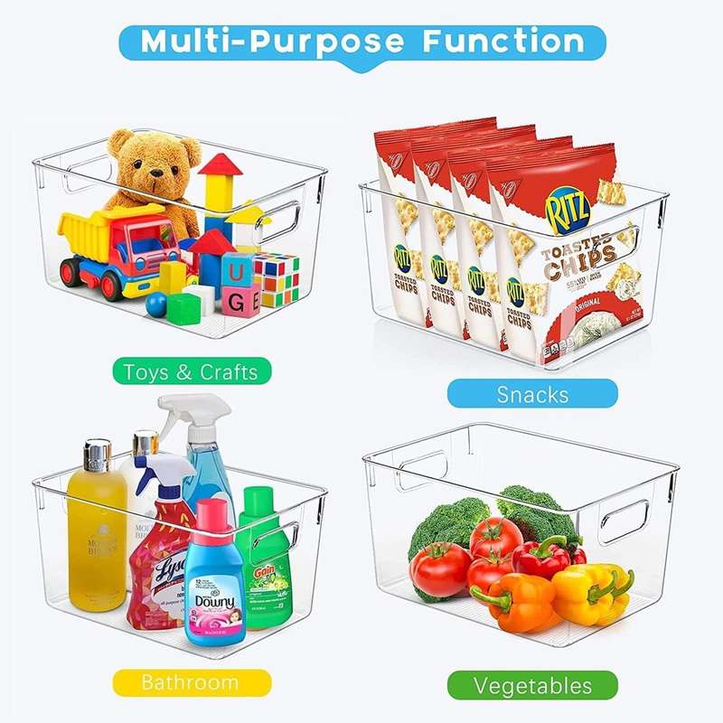 8 Pack Clear Plastic Storage Bins Containers Organisers For Pantry Cabinet