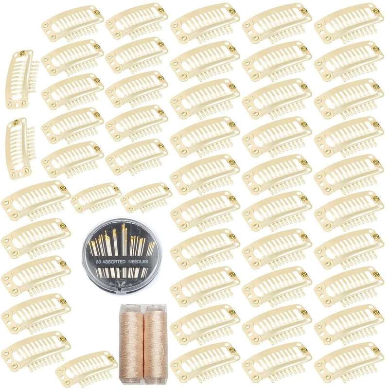 50 Pack Hair Extension Wig Clips 9 Teeth Metal Steel Clipper