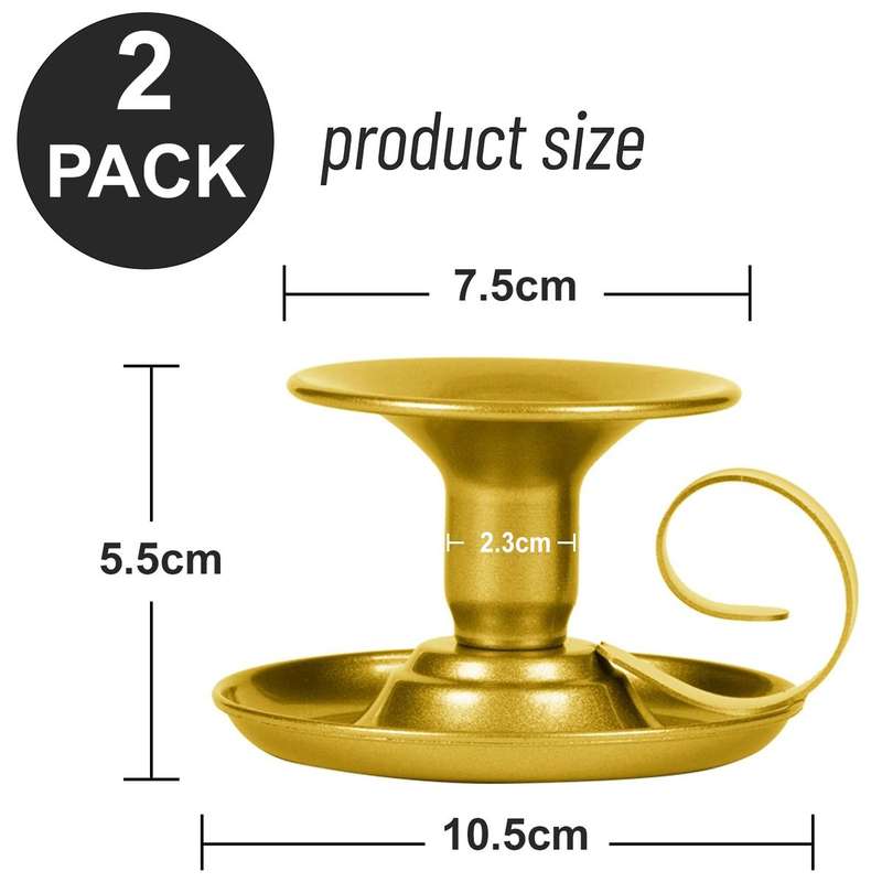 2 Pack Candle Holder Taper Candlestick Stand With Handles Table Decoration-