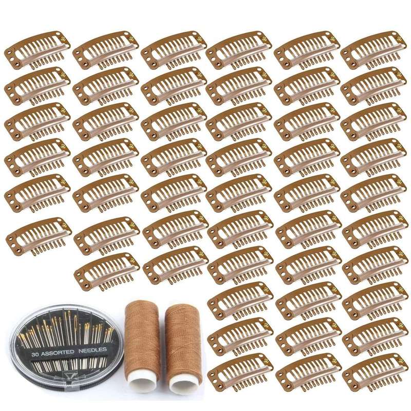 50 Pack Hair Extension Wig Clips 9 Teeth Metal Steel Clipper