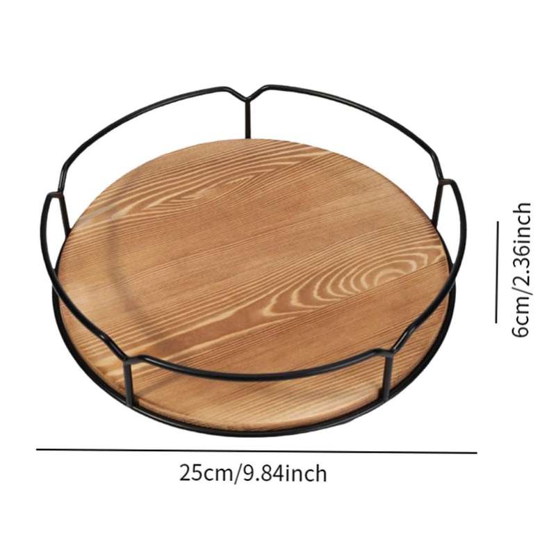 Lazy Susan Turntable Organiser For Cabinet-Farmhouse Walnut Wood -25cm