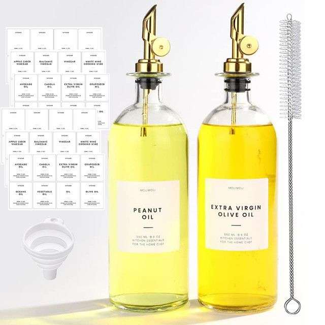 2 Pack Glass Olive Oil and Vinegar Dispenser Coffee Syrup Bottle Set - 500ml