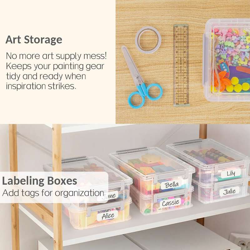 6 Pack Clear Large Pencil Box Multipurpose Craft Storage Organiser With Lid-