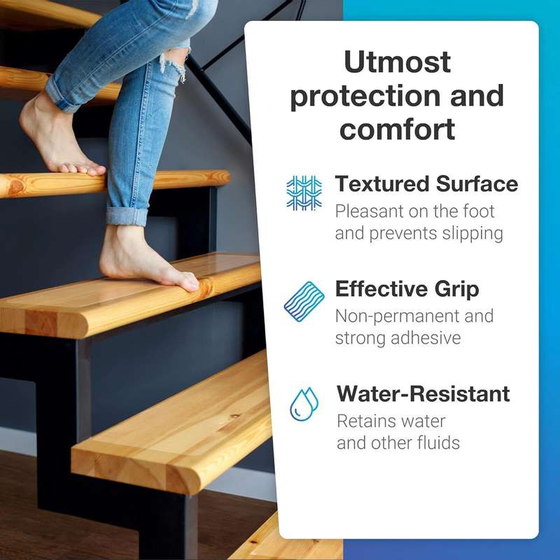 15 Pack Clear Non-Slip Stair Tape Traction Grip To Tubs Boats-76x15cm