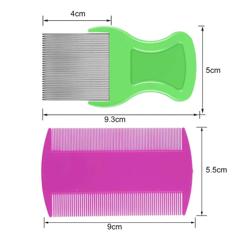4 Piece Head Dandruff Hair Comb Set-2 With Metal Teeth & 2 Double Sided|
