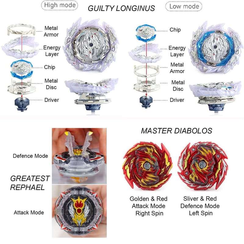 12 Piece Battle Bey Top Gyro Toy Set With 10 Beys & 2 Launchers